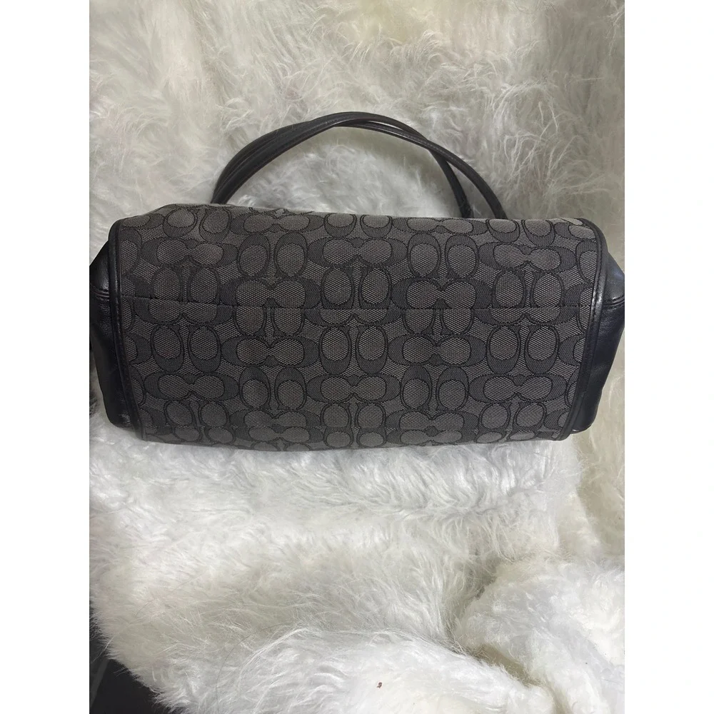 Coach Signature Jacquard Hobo Shoulder Bag Charcoal Grey Black Monogram Canvas